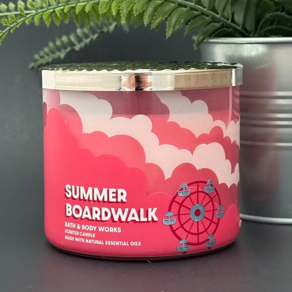 BBW Summer Boardwalk Bath & Body Works 3 Wick Candle - Picture 1 of 7
